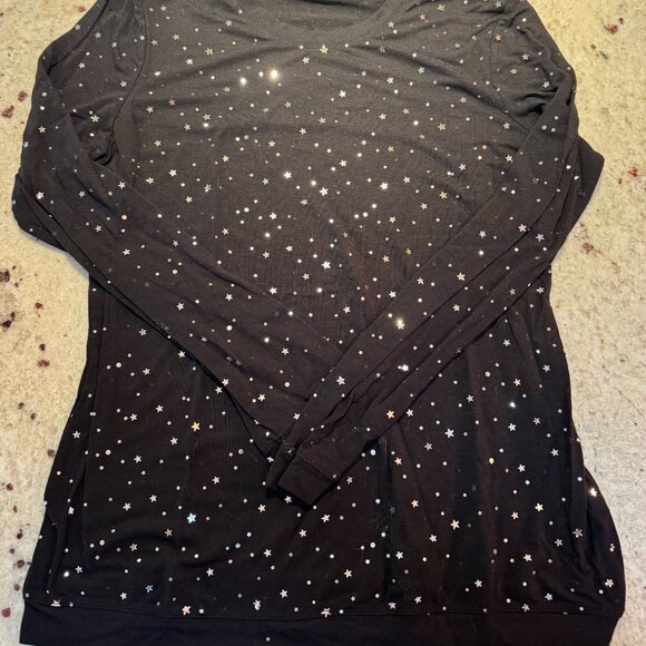 KOI "Tessa Stars" Underscub Longsleeved T Shirt, Black with Stars, Size LARGE - Picture 2 of 5